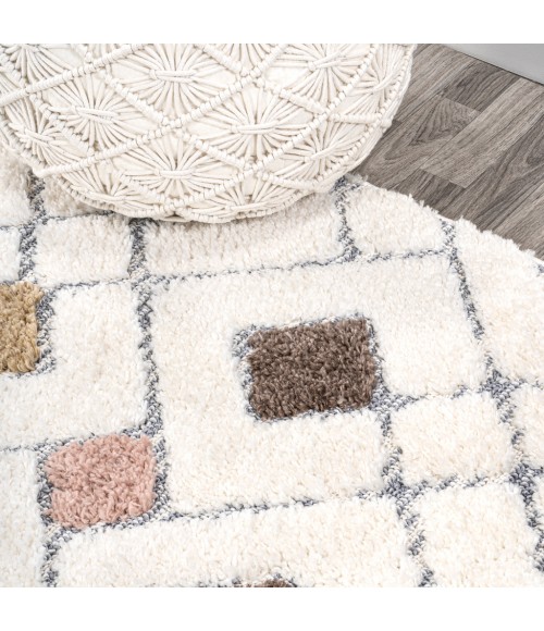SANTA THERESA Area Rug Astrid Retro Trellis High-Low Multi/Cream 5 ft. x 8 ft. Area Rug