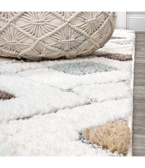 SANTA THERESA Area Rug Astrid Retro Trellis High-Low Multi/Cream 5 ft. x 8 ft. Area Rug