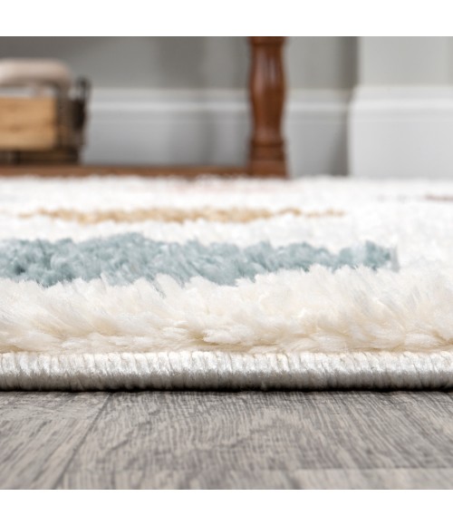 SANTA THERESA Area Rug Astrid Retro Trellis High-Low Multi/Cream 2 ft. x 8 ft. Runner Rug
