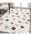 SANTA THERESA Area Rug Astrid Retro Trellis High-Low Multi/Cream 5 ft. x 8 ft. Area Rug