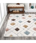 SANTA THERESA Area Rug Astrid Retro Trellis High-Low Multi/Cream 5 ft. x 8 ft. Area Rug