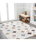 SANTA THERESA Area Rug Astrid Retro Trellis High-Low Multi/Cream 5 ft. x 8 ft. Area Rug