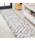 SANTA THERESA Area Rug Astrid Retro Trellis High-Low Cream/Gray 2 ft. x 8 ft. Runner Rug