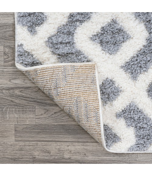 SANTA THERESA Area Rug Astrid Retro Trellis High-Low Cream/Gray 4 ft. x 6 ft. Area Rug