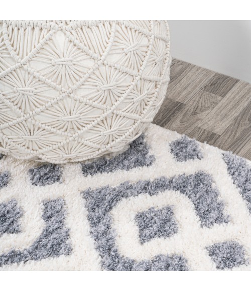 SANTA THERESA Area Rug Astrid Retro Trellis High-Low Cream/Gray 4 ft. x 6 ft. Area Rug