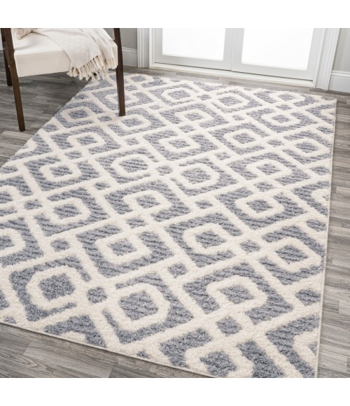 SANTA THERESA Area Rug Astrid Retro Trellis High-Low Cream/Gray 4 ft. x 6 ft. Area Rug