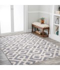 SANTA THERESA Area Rug Astrid Retro Trellis High-Low Cream/Gray 4 ft. x 6 ft. Area Rug