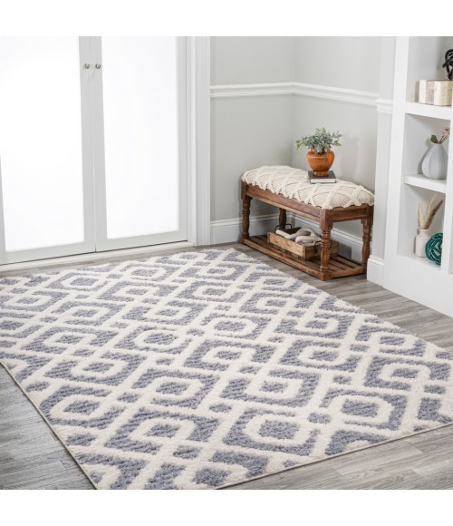SANTA THERESA Area Rug Astrid Retro Trellis High-Low Cream/Gray 4 ft. x 6 ft. Area Rug