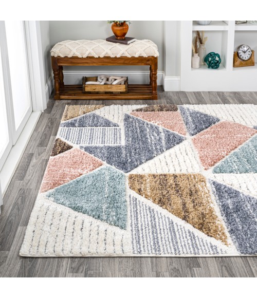 Aileen Geometric Scandi Colorblock Carved Multi 3 ft. x 5 ft. Area Rug
