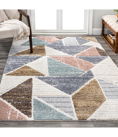 Aileen Geometric Scandi Colorblock Carved Multi 3 ft. x 5 ft. Area Rug