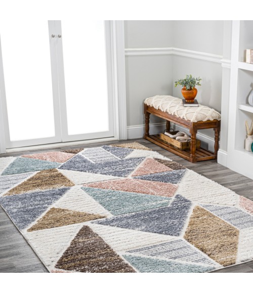 Aileen Geometric Scandi Colorblock Carved Multi 3 ft. x 5 ft. Area Rug