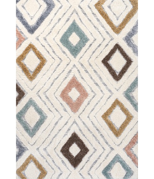 SANTA THERESA Area Rug Amira Diamond Tribal High-Low Multi/Cream 3 ft. x 5 ft. Area Rug