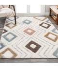 SANTA THERESA Area Rug Amira Diamond Tribal High-Low Multi/Cream 3 ft. x 5 ft. Area Rug