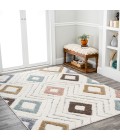 SANTA THERESA Area Rug Amira Diamond Tribal High-Low Multi/Cream 3 ft. x 5 ft. Area Rug