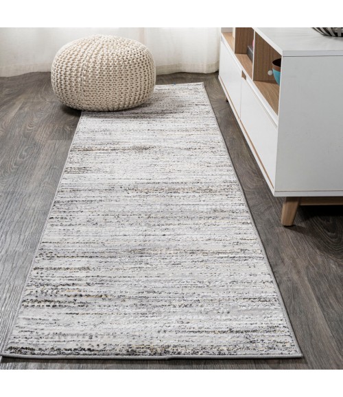 SILK ORCHID Area Rug Loom Modern Strie' Gray/Black 2 ft. x 8 ft. Runner Rug
