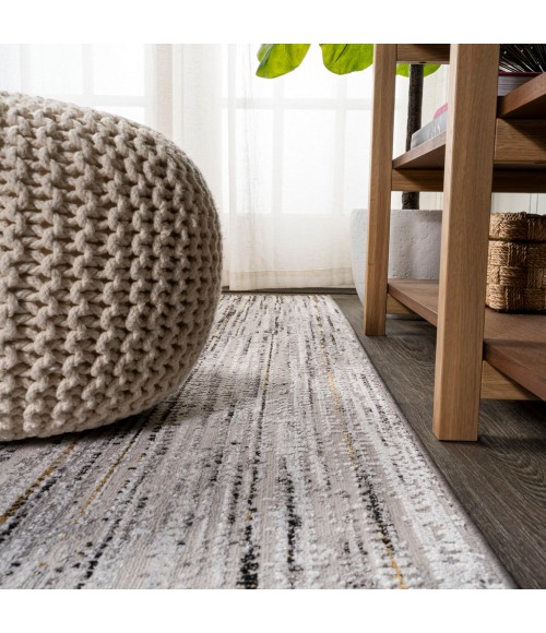 SILK ORCHID Area Rug Loom Modern Strie' Gray/Black 2 ft. x 8 ft. Runner Rug