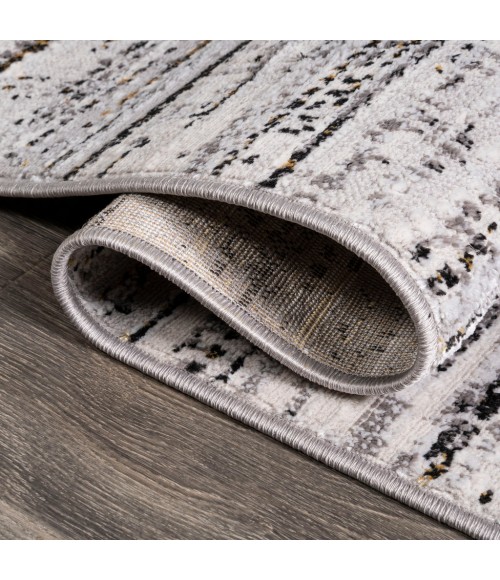 SILK ORCHID Area Rug Loom Modern Strie' Gray/Black 2 ft. x 8 ft. Runner Rug