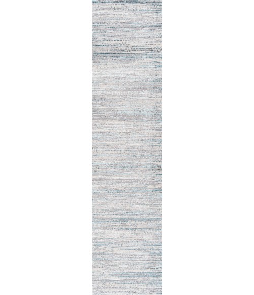 SILK ORCHID Area Rug Loom Modern Strie' Gray/Turquoise 2 ft. x 10 ft. Runner Rug