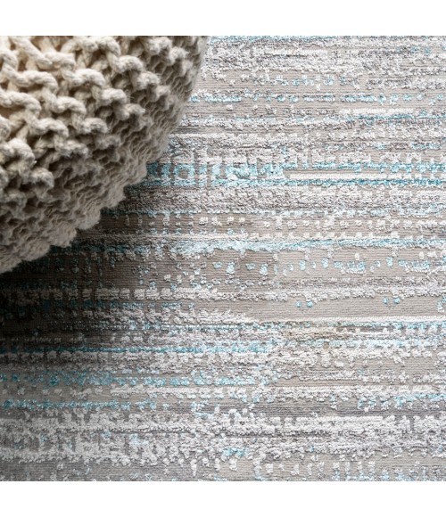 SILK ORCHID Area Rug Loom Modern Strie' Gray/Turquoise 3 ft. x 5 ft. Area Rug