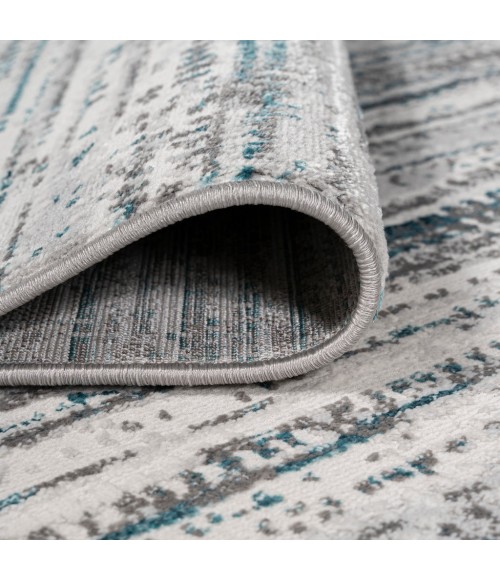 SILK ORCHID Area Rug Loom Modern Strie' Gray/Turquoise 3 ft. x 5 ft. Area Rug
