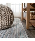 SILK ORCHID Area Rug Loom Modern Strie' Gray/Turquoise 2 ft. x 10 ft. Runner Rug