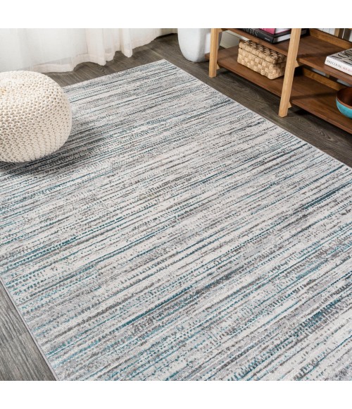 SILK ORCHID Area Rug Loom Modern Strie' Gray/Turquoise 3 ft. x 5 ft. Area Rug