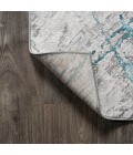 Slant Modern Abstract Gray/Turquoise 2 ft. x 10 ft. Runner Rug