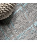 Slant Modern Abstract Gray/Turquoise 2 ft. x 10 ft. Runner Rug