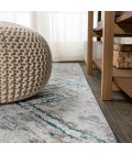 Slant Modern Abstract Gray/Turquoise 2 ft. x 10 ft. Runner Rug
