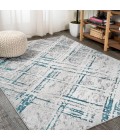 Slant Modern Abstract Gray/Turquoise 3 ft. x 5 ft. Area Rug