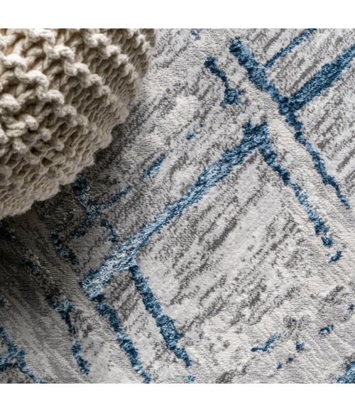 Slant Modern Abstract Gray/Blue 8 ft. x 10 ft. Area Rug