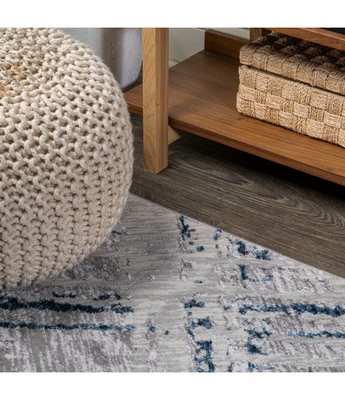 Slant Modern Abstract Gray/Blue 8 ft. x 10 ft. Area Rug