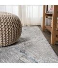 Slant Modern Abstract Gray/Blue 2 ft. x 8 ft. Runner Rug
