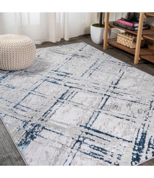 Slant Modern Abstract Gray/Blue 8 ft. x 10 ft. Area Rug