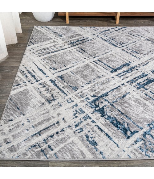 Slant Modern Abstract Gray/Blue 8 ft. x 10 ft. Area Rug