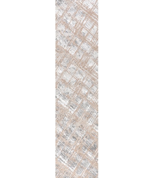 SILK ORCHID Area Rug Slant Modern Abstract Beige/Gray 2 ft. x 8 ft. Runner Rug
