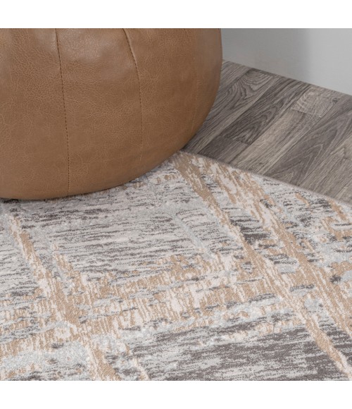SILK ORCHID Area Rug Slant Modern Abstract Beige/Gray 8 ft. x 10 ft. Area Rug
