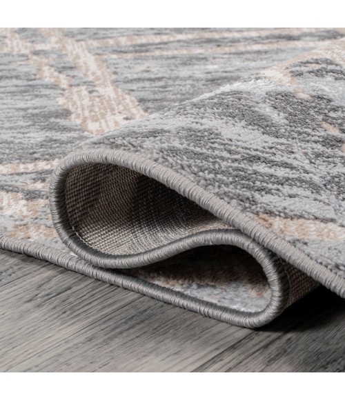 SILK ORCHID Area Rug Slant Modern Abstract Beige/Gray 2 ft. x 8 ft. Runner Rug