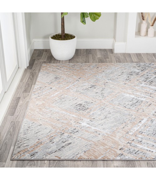 SILK ORCHID Area Rug Slant Modern Abstract Beige/Gray 8 ft. x 10 ft. Area Rug