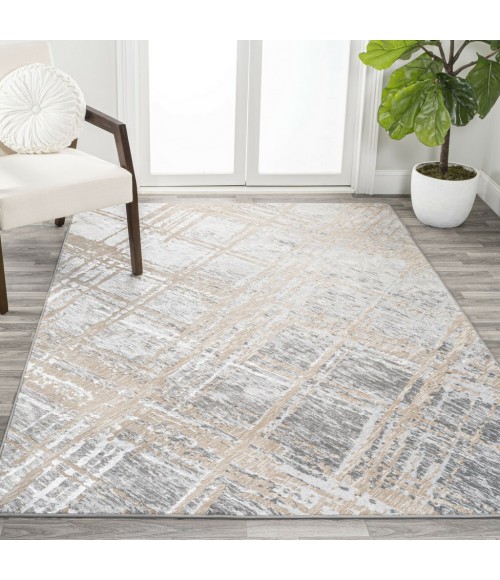 SILK ORCHID Area Rug Slant Modern Abstract Beige/Gray 8 ft. x 10 ft. Area Rug