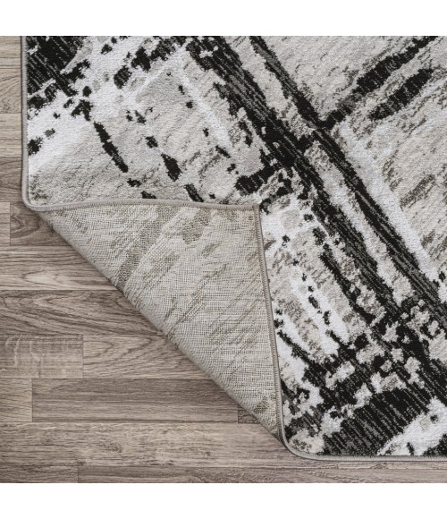 Slant Modern Abstract Black/Gray 3 ft. x 5 ft. Area Rug