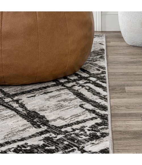 Slant Modern Abstract Black/Gray 3 ft. x 5 ft. Area Rug