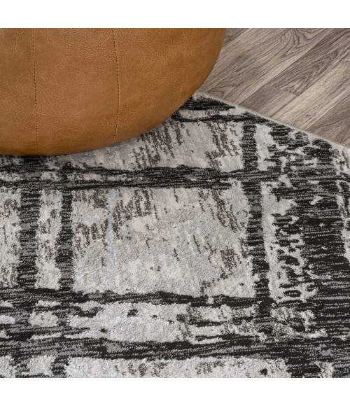 Slant Modern Abstract Black/Gray 3 ft. x 5 ft. Area Rug