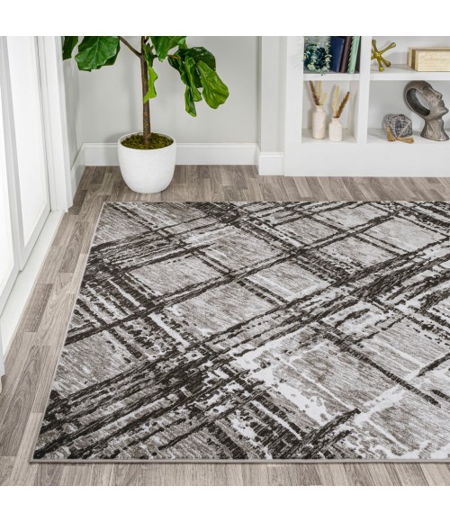 Slant Modern Abstract Black/Gray 3 ft. x 5 ft. Area Rug