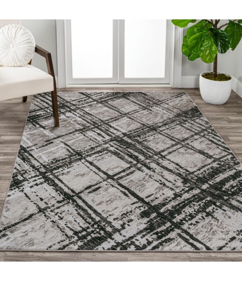 Slant Modern Abstract Black/Gray 3 ft. x 5 ft. Area Rug