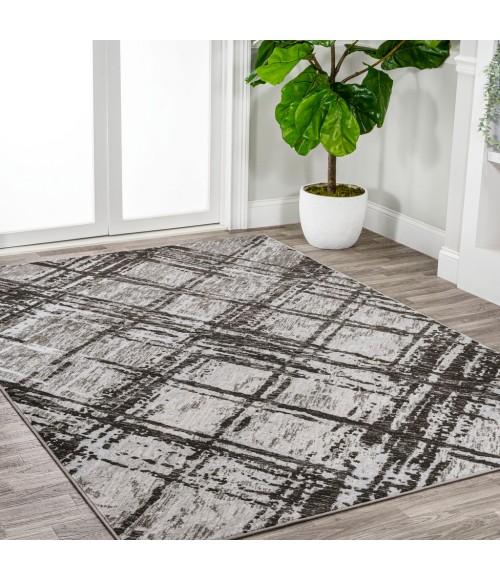 Slant Modern Abstract Black/Gray 3 ft. x 5 ft. Area Rug