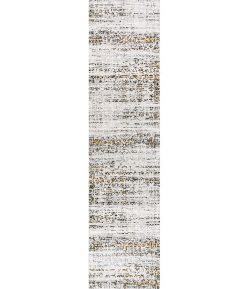 SILK ORCHID Area Rug Tidal Modern Strie' Ivory/Black 2 ft. x 8 ft. Runner Rug