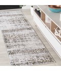 SILK ORCHID Area Rug Tidal Modern Strie' Ivory/Black 2 ft. x 8 ft. Runner Rug