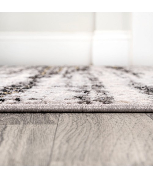 SILK ORCHID Area Rug Tidal Modern Strie' Ivory/Black 2 ft. x 8 ft. Runner Rug
