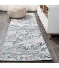 SILK ORCHID Area Rug Swirl Marbled Abstract Gray/Turquoise 2 ft. x 10 ft. Runner Rug
